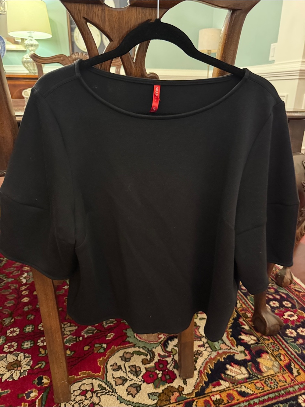 SPANX Black Boxy Short Sleeve Top